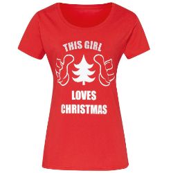 The Christmas Shop Women's "This Girl Loves Christmas" Short Sleeve Tee